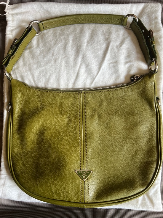 Prada Handbags - Prada Green Leather Shoulder Hobo